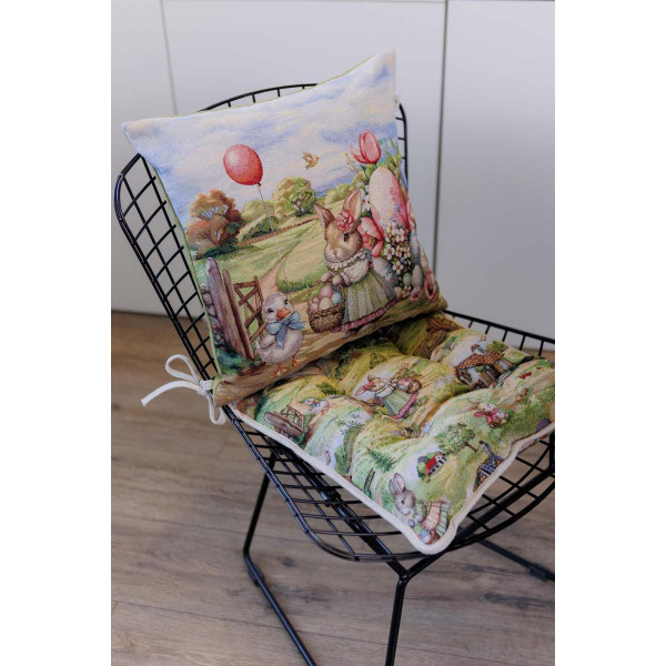 Фото - Подушка декоративная Прованс Пасхальная Настроение зайчиха с утенком 45х45 см (044330)