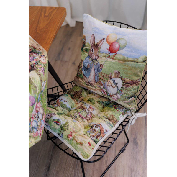 Фото - Подушка декоративная Прованс Пасхальная гобеленовая Настроение заяц с шариками 45х45 см (044332)