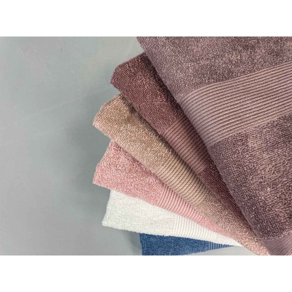 Фото - Рушник для обличчя GM Textile персиковий махровий з бордюром 50х90