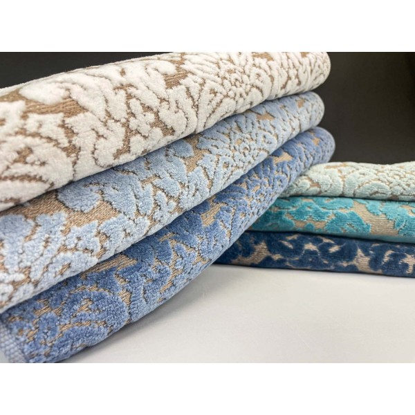 Фото - Полотенце банное GM Textile Дамаск синее махровое велюр 70х140