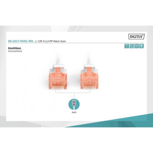 Фото - Кабель патч-корд Assmann CAT 6 U-UTP Cu LSZH AWG 26/7 0,25 м (DK-1617-0025)