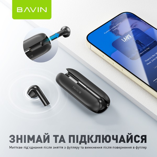 Фото - Навушники вкладиші бездротові TWS Bavin Hi-Res Black (HB-BA-79-BK)