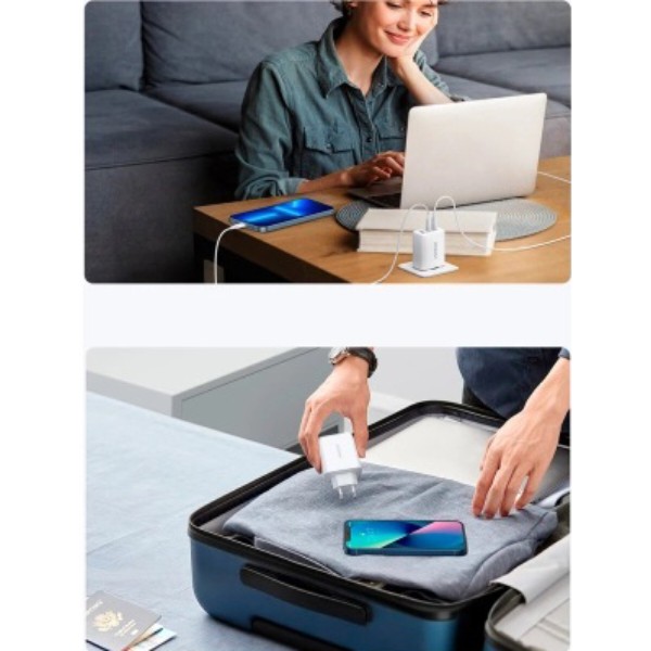 Фото - Сетевое зарядное устройство UGREEN 3xCD275 USB 65W 2xType-C+USB QC3.0 (90496)