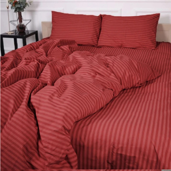Фото - Простирадло двоспальне MirSon Бязь 17-0608 Stripe Red 180x190 см (2200010365511)