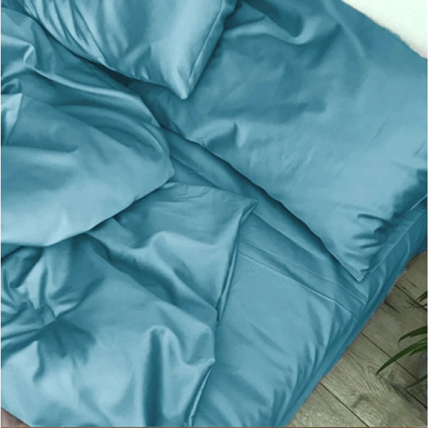 Фото - Простынь двуспальная MirSon 180х190 см Soft Touch of SATIN 008 Sky blue (2200011279688)