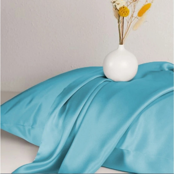 Фото - Простынь двуспальная MirSon 180х190 см Soft Touch of SATIN 008 Sky blue (2200011279688)