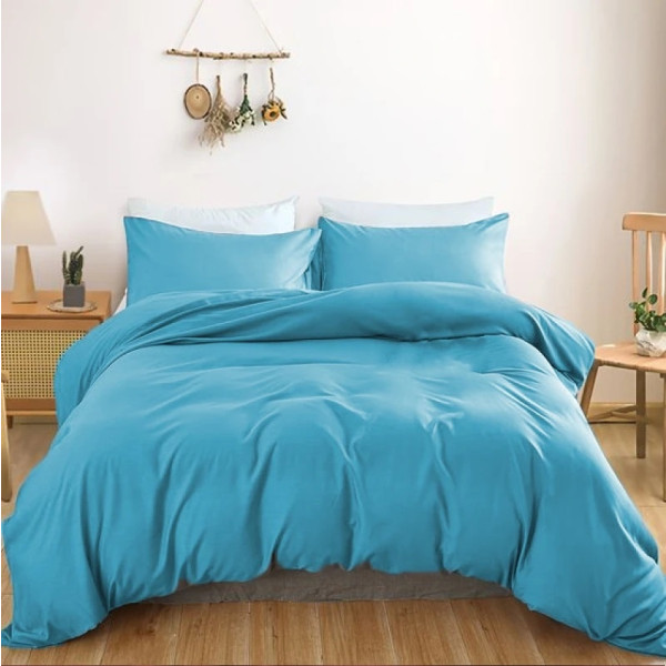 Фото - Простынь двуспальная MirSon 180х190 см Soft Touch of SATIN 008 Sky blue (2200011279688)