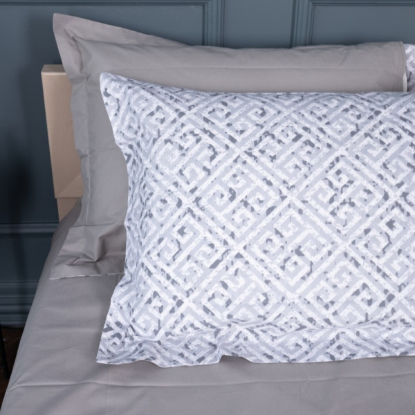 Фото - Простирадло двоспальне MirSon Поплін 00-6 Geometry Grey 180х200 см (2200009705717)