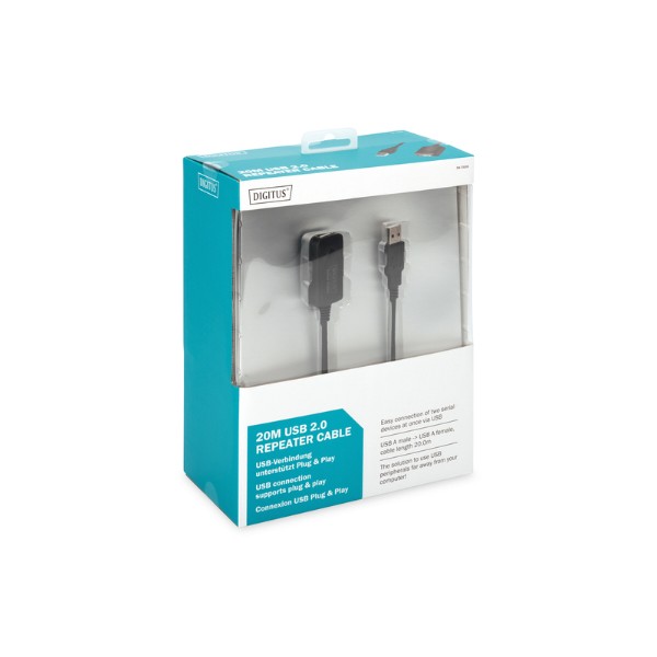 Фото - Кабель USB type A - USB type A Digitus USB 2.0 Active Cable, A/M-A/F, 20 м Black