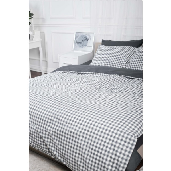 Фото - Комплект постільної білизни Moon&Star 160х220 Gray Square Ranforce Elite (MS-820000022)