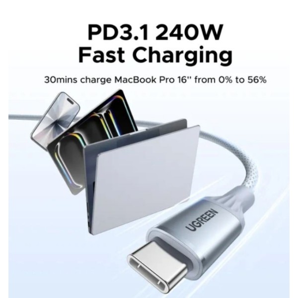 Фото - Кабель UGREEN USB 3.1 Type-C M-M 1 м Blue (75731)