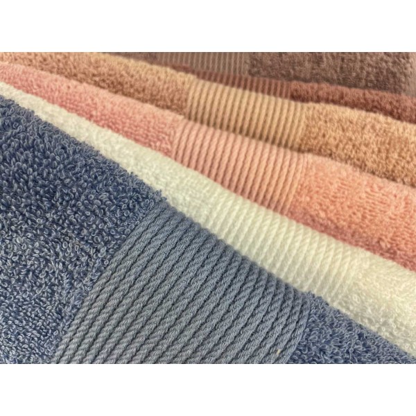 Фото - Рушник для обличчя GM Textile синій махровий з бордюром 50х90