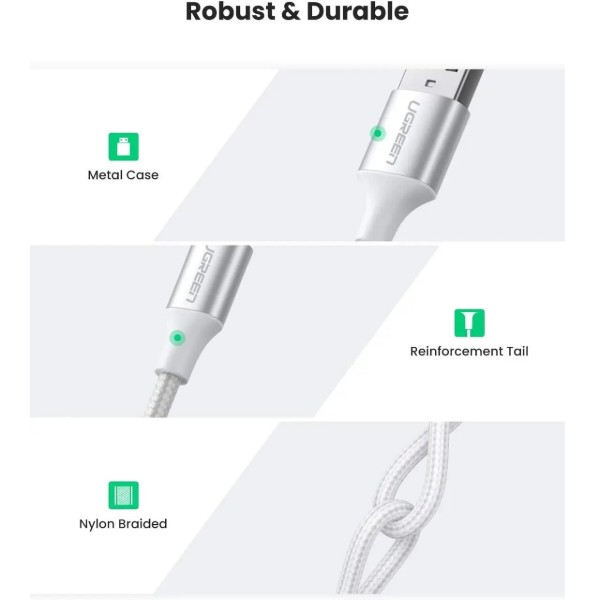 Фото - Кабель UGREEN USB 2.0 AM-Type-C M 3m US288 (60409)