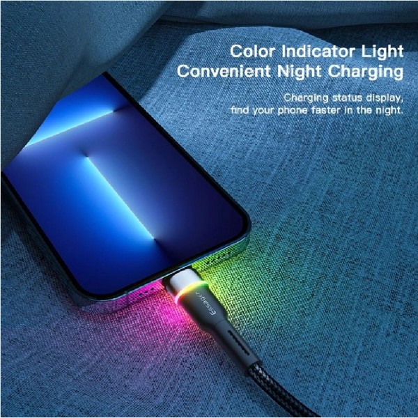 Фото - Кабель Essager Colorful LED USB Cable Fast Charging 2.4A USB-A to Lightning 0.5m Black (EXCL-XCDB01)