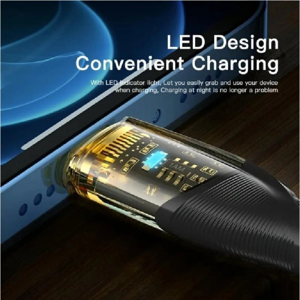 Фото - Кабель синхронізації даних Essager Interstellar Transparent Design USB Charging Cable Type C to Lightning 1m Black (EXCTL-XJ01-P)