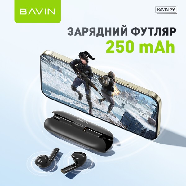 Фото - Навушники вкладиші бездротові TWS Bavin Hi-Res Black (HB-BA-79-BK)