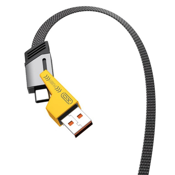 Фото - Кабель синхронізації даних XO Braided Flat Type-C/USB-A to TYPE-C/Lightning 4-in-1 60W 1m (NB283_4-in-1_Black)