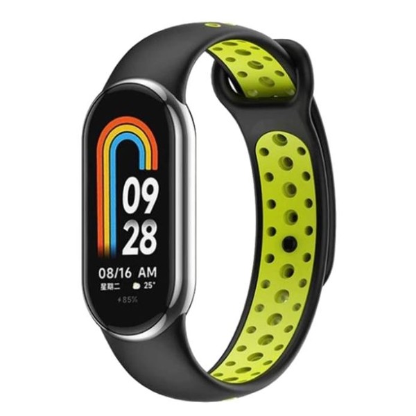 Фото - Ремешок для фитнес-браслета BeCover Vents Style for Xiaomi Mi Smart Band 8 Black-Green (709416)