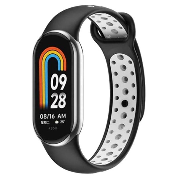 Фото - Ремінець для фітнес-браслету BeCover Vents Style for Xiaomi Mi Smart Band 8 Black-White (709417)