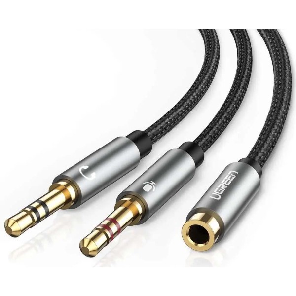 Фото - Кабель 3.5 мм - 3.5 мм UGREEN AUX 3.5мм TRRS-TRSx2 M/M AV140 (20899)
