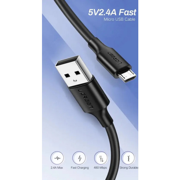 Фото - Кабель UGREEN US289 USB 2.0 to Micro 0.25m Black (60134)
