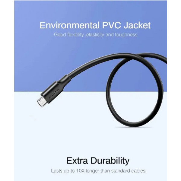 Фото - Кабель UGREEN US289 USB 2.0 to Micro 0.25m Black (60134)