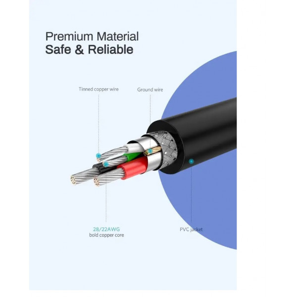 Фото - Кабель UGREEN US289 USB 2.0 to Micro 0.25m Black (60134)