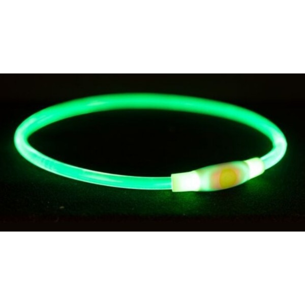 Фото - Нашийник LED для собак Trixie Flash Light Ring USB зелений розмір  L–XL 65 см/8 мм (4057589126610)