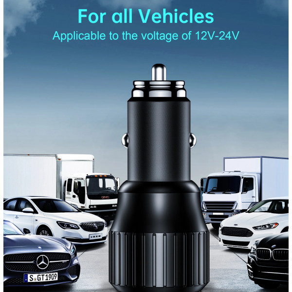 Фото - Автомобільний зарядний пристрій Choetech 1USB Type C 63W 1USB 18W PD3.0 QC3.0 Black (TC0010)