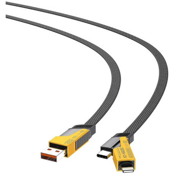 Фото - Кабель синхронізації даних XO Braided Flat Type-C/USB-A to TYPE-C/Lightning 4-in-1 60W 1m (NB283_4-in-1_Black)