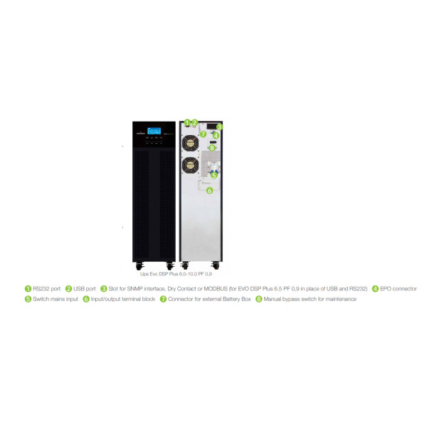Фото - Источник бесперебойного питания Tecnoware EVO DSP PLUS 10.0 - PF 0.9 WITHOUT BATTERIES (FGCEVDP10MM2/00)