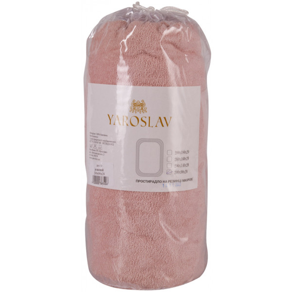 Фото - Простирадло односпальне Ярослав на резинці махрове 90х200х20 диз.09 (рожевий) (38340)