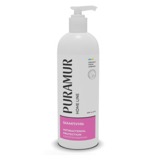 Фото - Шампунь для собак та кішок PURAMUR Antibacterial Protection з хлоргексидином 200 мл (4823082434848)