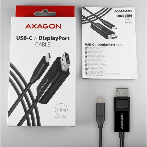 Фото - Кабель AXAGON RVC-DPC USB-C-DisplayPort 1.8м Black (RVC-DPC)
