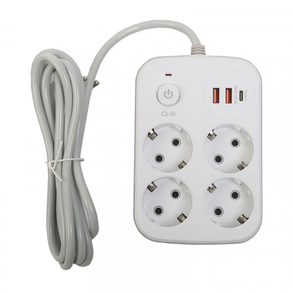Фото - Мережевий фільтр XOKO SP-4-2-1 2 м 4 розетки 3 USB White (XK-SP-4-2-1-WH)