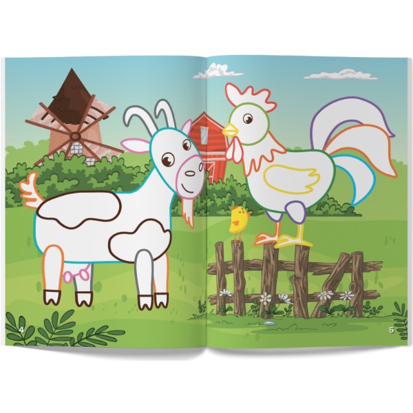 Фото - Раскраски Crystal Book первые с цветным контуром и наклейками. Ферма (9789669873491)