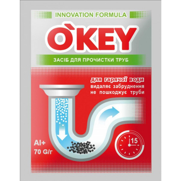Фото - Чистящее средство универсальное O'key для прочистки труб (гарячая вода) (4820049381665)