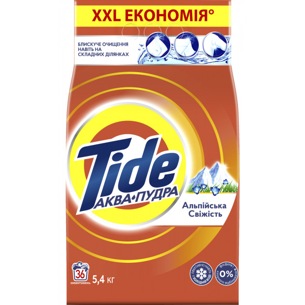 Фото - Стиральный порошок Tide Аква-Пудра Альпийская Свежесть авт. 5,4кг