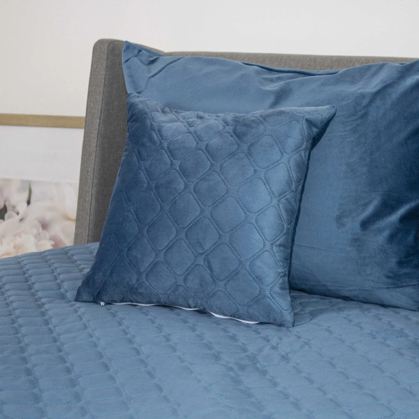 Фото - Покрывало двуспальное ТЕП VELOUR 180х240 см ДАРК БЛУ/Ромб круглый (4-00516_33876)