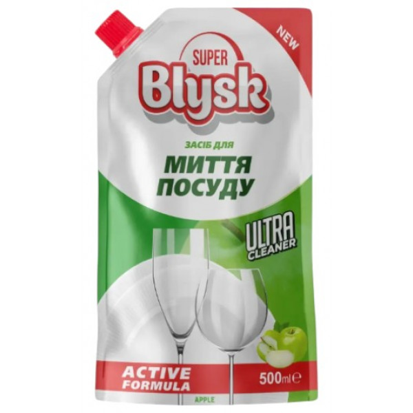 Фото - Засіб для ручного миття посуду Super Blysk Apple 0,5 л дой-пак (SB51318)