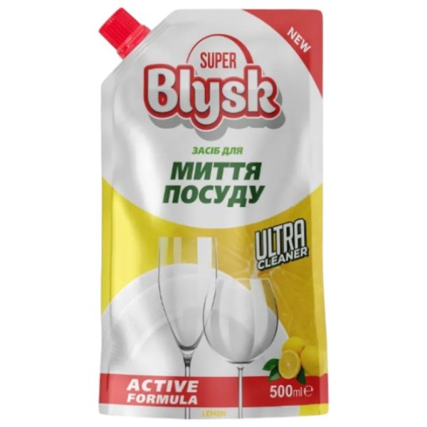 Фото - Засіб для ручного миття посуду Super Blysk Lemon 0,5 л дой-пак (SB51356)