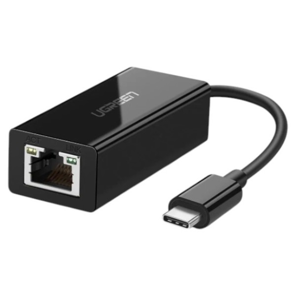 Фото - Переходник UGREEN US236 USB-C 3.1 GEN1 Male to Gigabit Ethernet Black (50307)