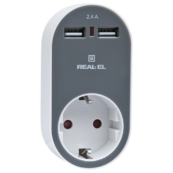 Фото - Сетевое зарядное устройство REAL-EL CS-20 White-Gray Фото - Сетевое зарядное устройство REAL-EL CS-20 White-Gray