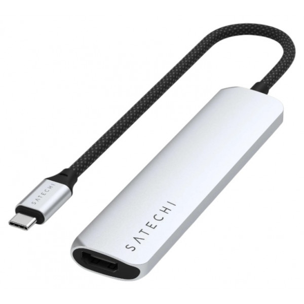 Фото - Хаб USB Satechi 6-in-1 USB-C Slim Multiport Adapter 4K Silver (ST-P6SS)