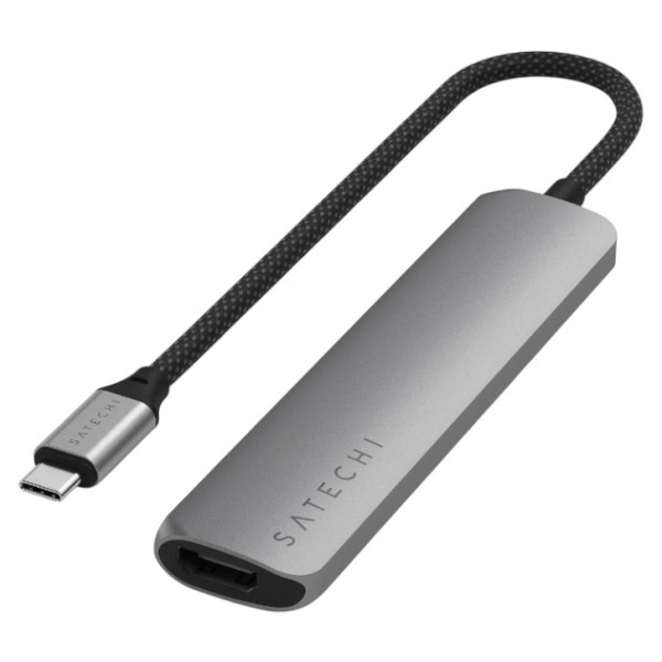 Фото - Хаб USB Satechi 6-in-1 USB-C Slim Multiport Adapter 4K Space Grey (ST-P6SM)