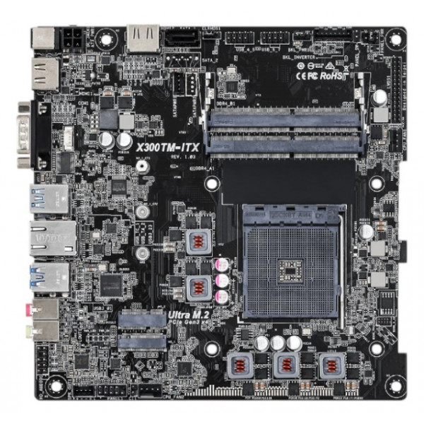 Фото - Материнська плата ASRock  sAM4/X300/DDR4/miniITX Bulk (X300TM-ITX)