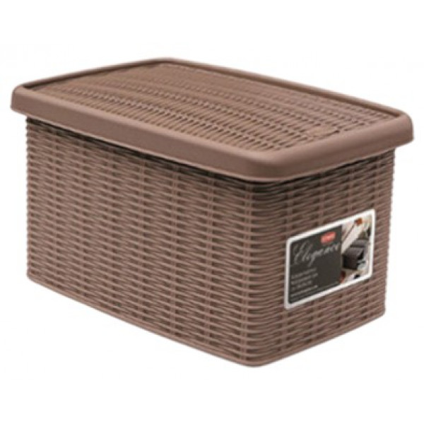 Фото - Кошик для білизни Stefanplast 30032 з кришкою ELEGANCE коричневий 29x19x16 см