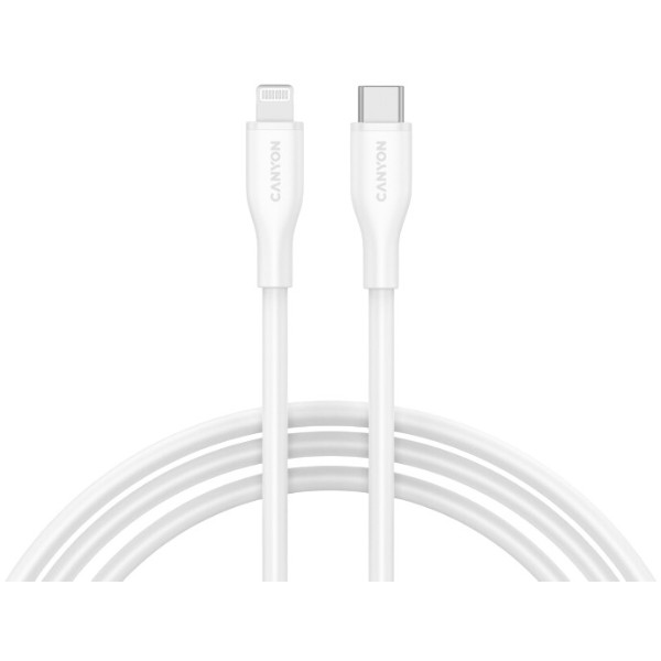 Фото - Кабель Canyon CLNM60 Type-C to Lightning 60W MFI 1m Silicon White (CNS-CLNM60SC10W)