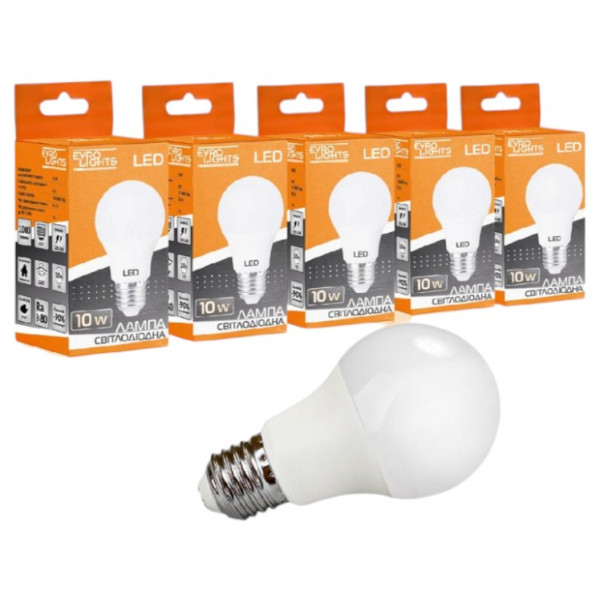 Фото - Лампочка світлодіодна EVROLIGHT 10Вт 4200К A-10-4200-27 Е27 5 шт. (000058705)