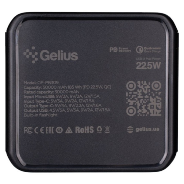 Фото - Батарея мобільна Gelius Gross GP-PB309 50000mAh QC+PD 22.5W/Led Black (99214)